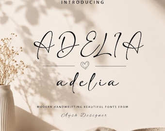 Adelia Cursive Font, Modern Calligraphy Script font, Wedding Brush Font (Digital Download)