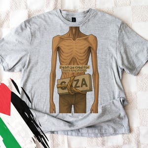 Free Palestine Shirt, Gaza Is Dying of Hunger Tee, Pro Palestine Protest Shirt, Political Human Rights Graphic T-Shirt Unisex