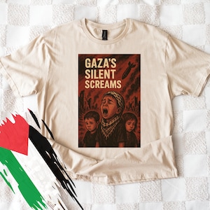 Gaza&#39;s Silent Screams Shirt - Free Palestine Protest Tee - Support Gaza Children - Anti War Political Art Graphic T-Shirt for Justice
