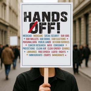 Hands Off Protest Sign, Anti-Trump Resistance, Political Activist Poster, Rally Sign, Resist Fascism Protest Poster