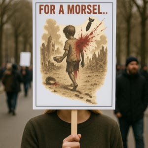 Für einen Morsel Gaza Demonstration Poster - Druckbare Anti Krieg Palästina Kunst - Emotionales Menschenrecht Zeichen - Unterstützen Gaza Kinder Bewusstsein Poster