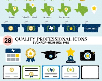 Texas Professional Legislative Graduation Diploma Certficate ICONS