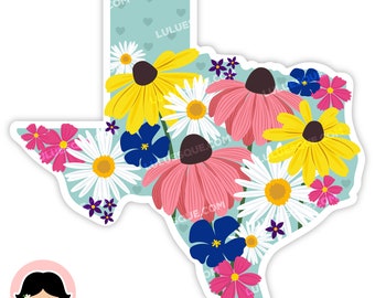 Pegatina resistente a la intemperie de Texas. Flores de Texas. Pegatina del coche. Equinácea. Daisy. Cosmos. Girasol.