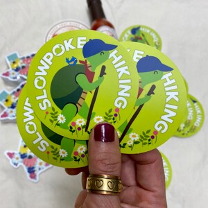 Hiking Turtle Weatherproof Sticker. Hiking Sticker. Car Sticker. Slowpoke Hiking. Turtle Hiking Team. image 4