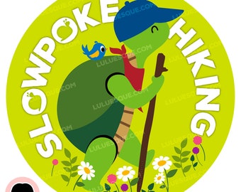 Hiking Turtle Weatherproof Sticker. Hiking Sticker. Car Sticker. Slowpoke Hiking. Turtle Hiking Team.