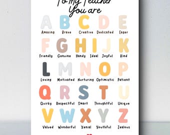 Printable Poster A to Z Positive Alphabet  – Classroom Wall Art for Teachers