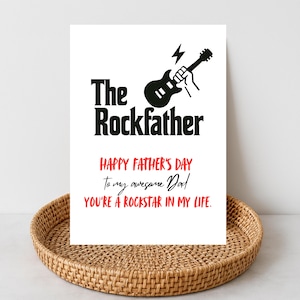 Afdrukbare digitale Vaderdagkaart – The Rockfather Design, 5 x 7 inch grappig, minimalistisch