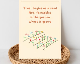 Printable Inspirational Quote Card – “Trust Begins as a Seed”, 5x7” Minimalist Digital