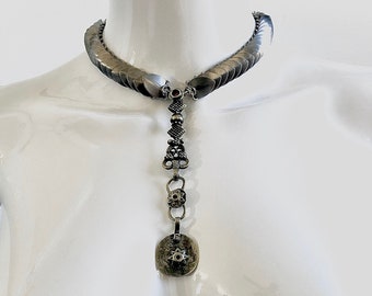 Talisman Choker // chainmaille necklace, antique necklace, silver necklace, goth choker, talisman necklace, choker necklace