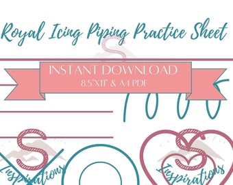 Royal Icing Piping Practice Sheet - Instant Download 8.5x11 & A4 PDF and JPG