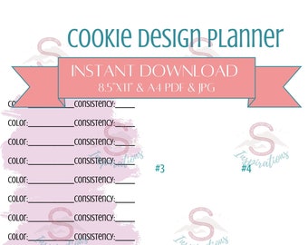 Custom Decorated Sugar Cookie Design Planner- PDF & JPG Instant Download