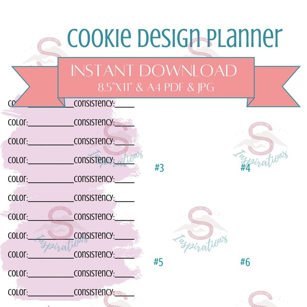 Custom Decorated Sugar Cookie Design Planner- PDF & JPG Instant Download