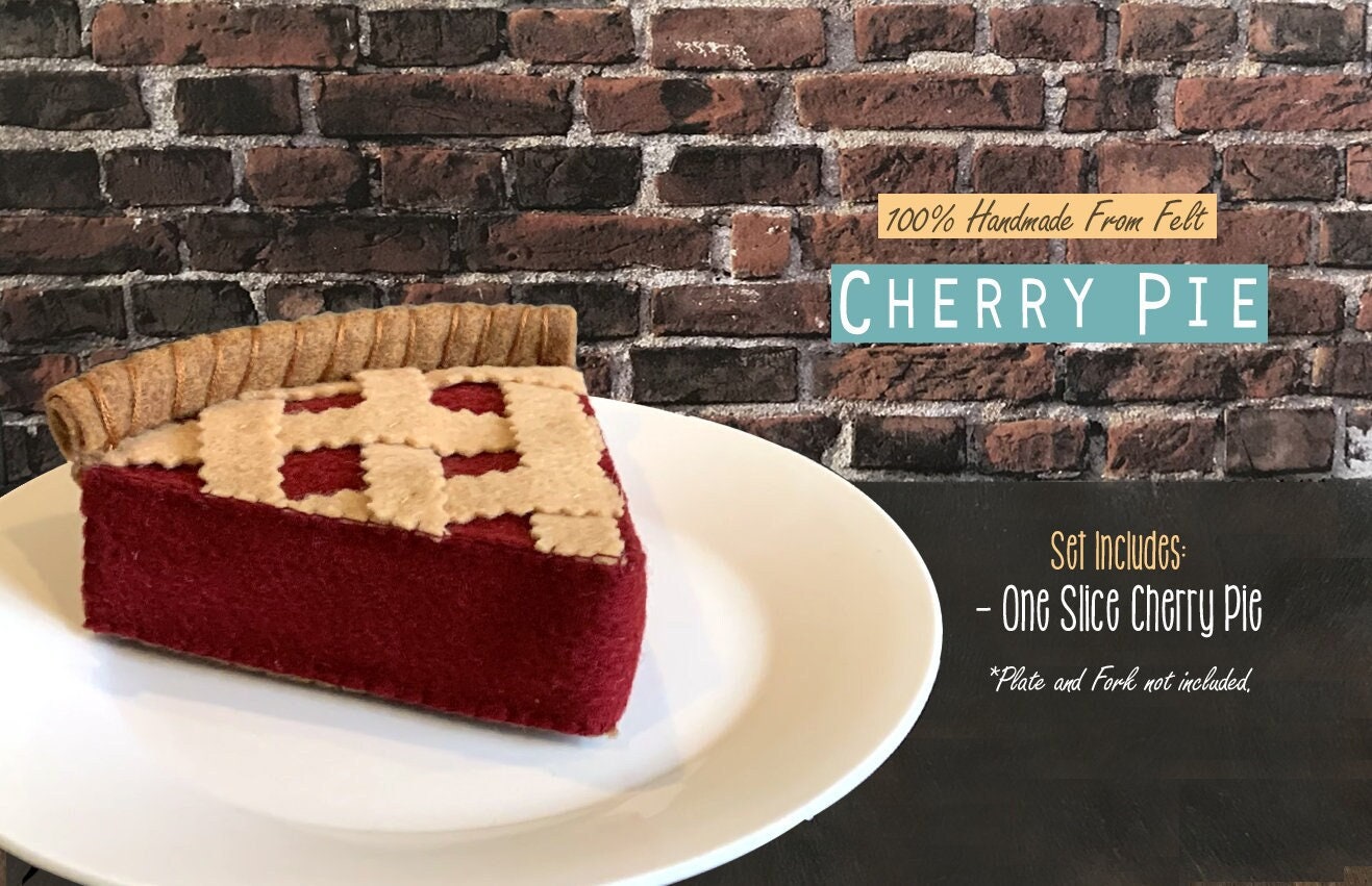 Cherry Pie - Felt Food (felt food, pretend play kids kitchen, plush toy, cooking toys, doll fake food)