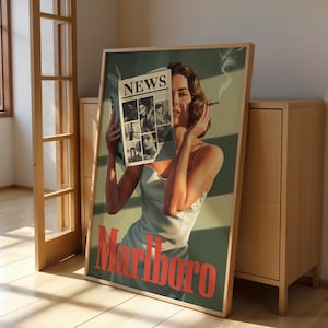 Vintage Cigarette Western Poster Print Retro Marlboro Print Vintage Marlboro Art Print Marlboro Model Bikini Poster Preppy Poster Decor Room