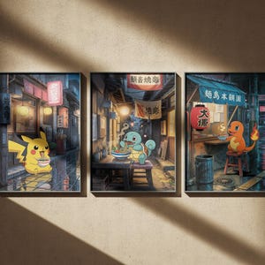 Póster de Pokémon, arte de pared impreso, Squirtle, Charmander, Pikachu, decoración para habitación infantil, idea de regalo para dormitorio, hogar, oficina, sala de estar, impresiones