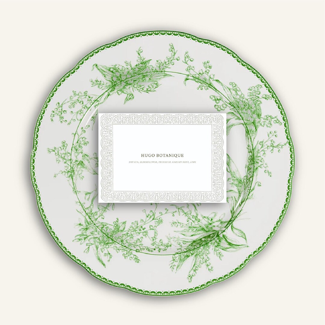 Editable Lace Border Food Station Cards | Minimalist Buffet Menu Labels ...