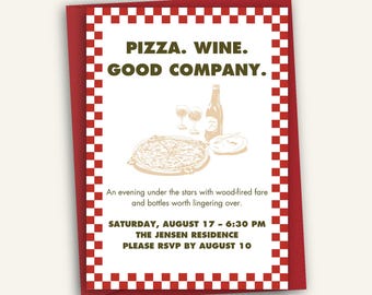 Pizza Party Invitation Template: Italian Dinner, Wood-Fired Night (Canva, 5x7" Digital Download)