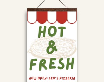 Pizza Party Welcome Sign | Editable Kids Birthday Decor | Printable Digital Download | Wood St. Studio