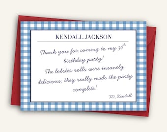 Gingham Clam Bake Thank You Notes: Coastal New England Party (Canva Template)