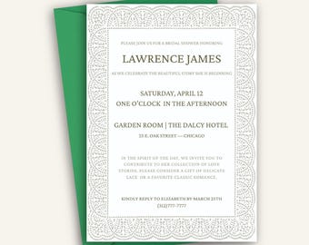 Lawrence James Bridal Suite | Literary & Lace Bridal Shower Invitation | Classic Garden Party Template