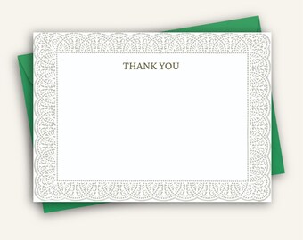 Bridal Thank You Note Card | Elegant Lace Border Stationery (Editable Template)
