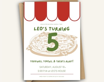Pizza Party Birthday Invitation | Editable Kids Birthday Invite | Slice-Themed Digital Download | Wood St. Studio