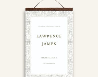 Lawrence James Wedding Welcome Sign | 24x36 Lace Border Garden Signage (Digital Template)