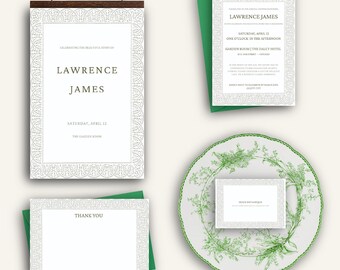 Elegant Lace Bridal Shower Invitation Suite | Garden Party Stationery (Digital Download)