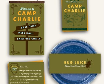 Camp Wildwood Birthday Party Invitation Bundle: Camping Theme (Digital Download)