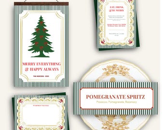 Whimsical Christmas Party Suite | Editable Holiday Stationery Set | Printable Bundle