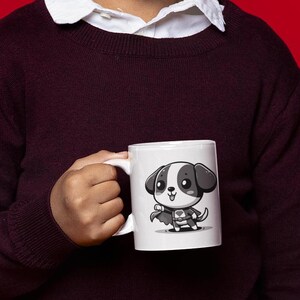 tasse pour chien super-héros | Tasse à café de chiot de dessin animé mignon | Cadeau de Noël pour les amoureux des chiens | tasse drôle de propriétaire d'animal de compagnie | Mug animal des fêtes