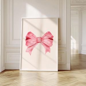Pink Bow Wall Art | Soft Girl Aesthetic Printable | Pastel Ribbon Poster | PDF Digital Download