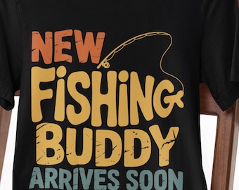 Neuer Angler-Buddy in Kürze Baby Reveal Idee - Lustige Opa oder Papa Schwangerschaftansage - Süßes Outdoor-Thema für die Fischerfamilie