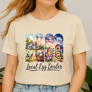 Comfort Colors 地元の卵販売店Tシャツ、面白い農場生活Tシャツ、鶏の農場Tシャツ、裏庭の鶏好きへのギフト、素朴なカントリーTシャツ