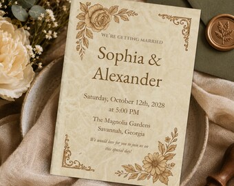 Boho Wedding Invitation Template, Rustic Canva Invite, Bohemian Wedding Suite, Outdoor Country Instant Download