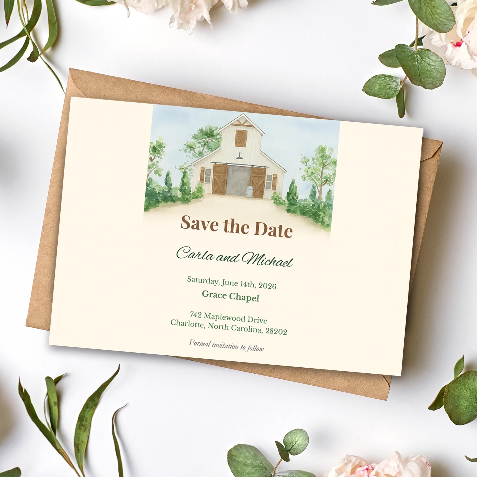 Rustic Barn Save the Date Canva Template, Country Farmhouse Printable ...