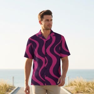 Camiseta con estampado integral de ondas neón / Top retro synthwave de los 80