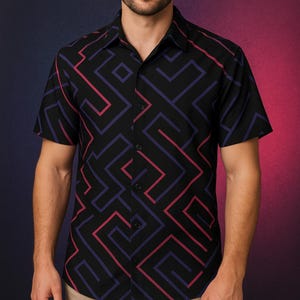 Neon Maze Cyberpunk Shirt: Unisex Rave Festival Techwear