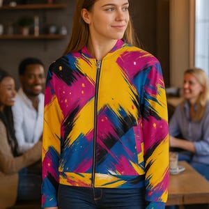 Artistic Bomber Jacket – Abstract Brushstroke All-Over Print (Unisex)