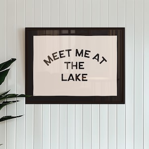 Treffen Sie mich am See-Druck: Retro Cabin Art, Angeln Poster (Digitaler Download)