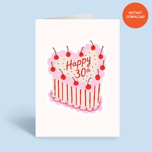 30 Geburtstagskarte für Mädchen, süße Grußkarte für 30 Jahre altes Mädchen, Happy 30 Karte für Mädchen, 30 Geburtstagskarte Digitaler Download