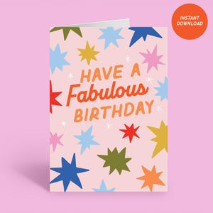 Carte d'anniversaire imprimable pour elle - Passez un fabuleux anniversaire - Carte de voeux à téléchargement immédiat