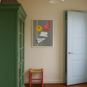 Boys Room Decor: Vintage Stripe Collage Print, Retro Kids Room Wall Art (Unframed, Vertical) image 7