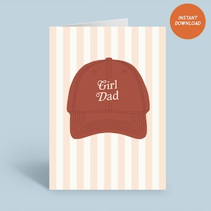 Biglietto d'auguri per la festa del papà, berretto da papà, papà bambina, biglietto d'auguri per papà cool, download immediato