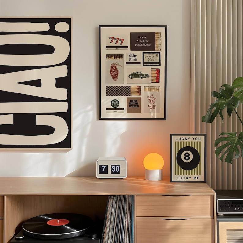 Trendy Poster Set of 3 Prints: 8 Ball Print, Lucky You Lucky Me, Matchbox Prints, Ciao, Dopamine Decor Bundle (Digital Download) image 4