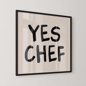 Yes Chefポスター スクエアキッチンプリント モダンウォールアート バーカートデコレーション トレンディなレタリングプリント キッチンポスター デジタルダウンロード ダイニングルーム