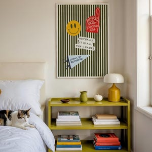 Boys Room Decor: Vintage Stripe Collage Print, Retro Kids Room Wall Art (Unframed, Vertical) image 2