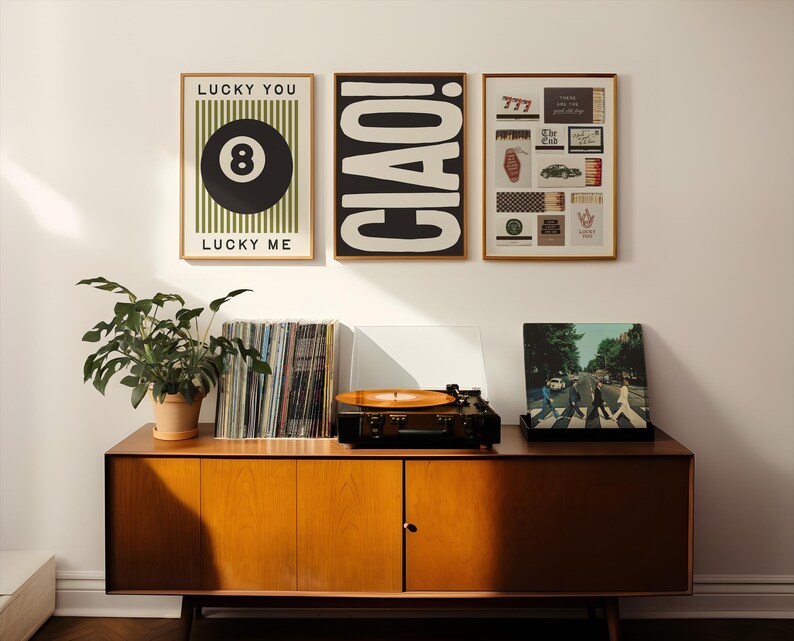 Trendy Poster Set of 3 Prints: 8 Ball Print, Lucky You Lucky Me, Matchbox Prints, Ciao, Dopamine Decor Bundle (Digital Download) image 8