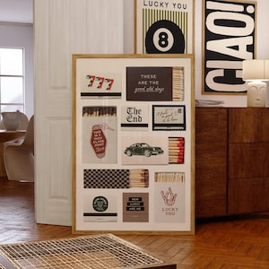 Trendy Poster Set of 3 Prints: 8 Ball Print, Lucky You Lucky Me, Matchbox Prints, Ciao, Dopamine Decor Bundle (Digital Download) image 2