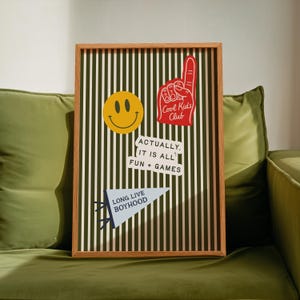 Boys Room Decor: Vintage Stripe Collage Print, Retro Kids Room Wall Art (Unframed, Vertical) image 8